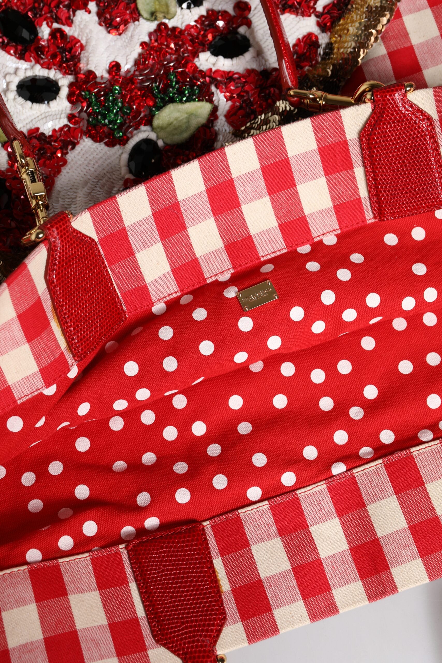 Dolce & Gabbana Red rhinestone-embellished I Love Pizza bag